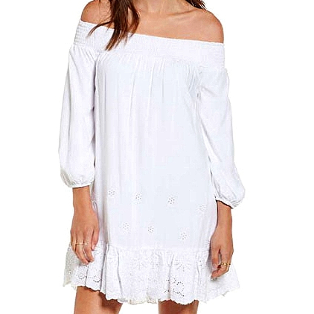 Love, Fire - Eyelet Off the Shoulder Dress